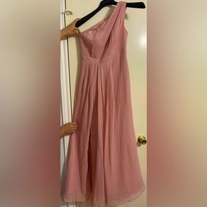 David’s Bridal Bridesmaids Blush Pink One Shoulder Dress, Sz 2